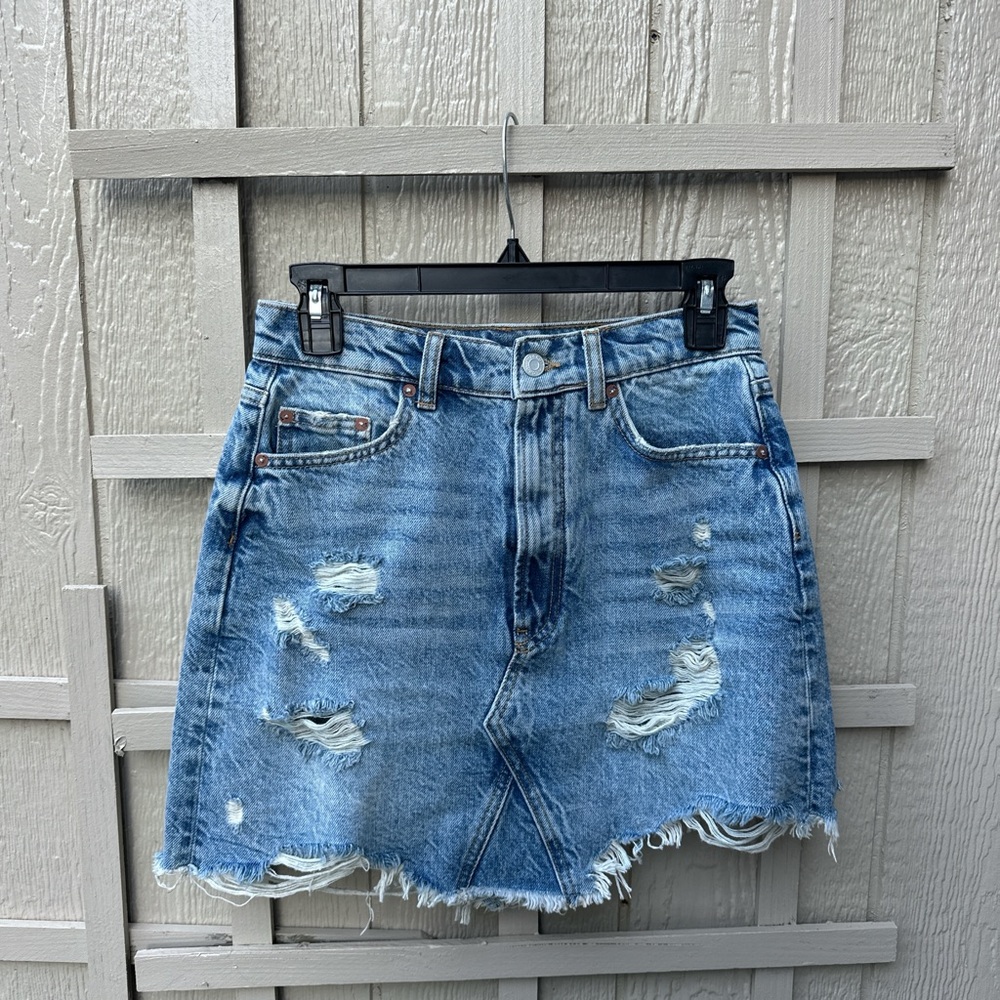 Anthropologie Pilcro designed in Phila high waisted blue denim skirt